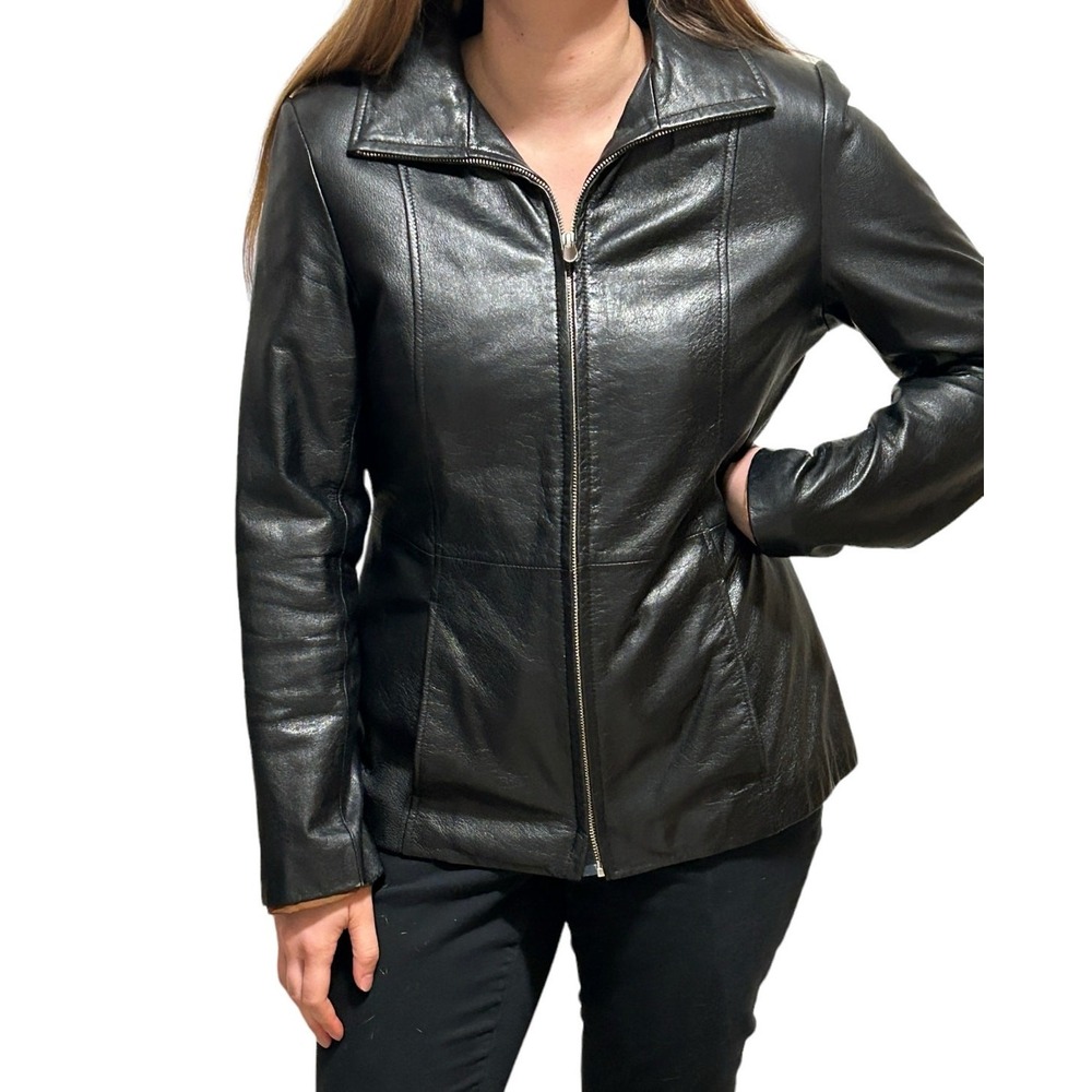 Vintage Y2K Wilsons Leather Jacket Women's Size M Black Thinsulate‎